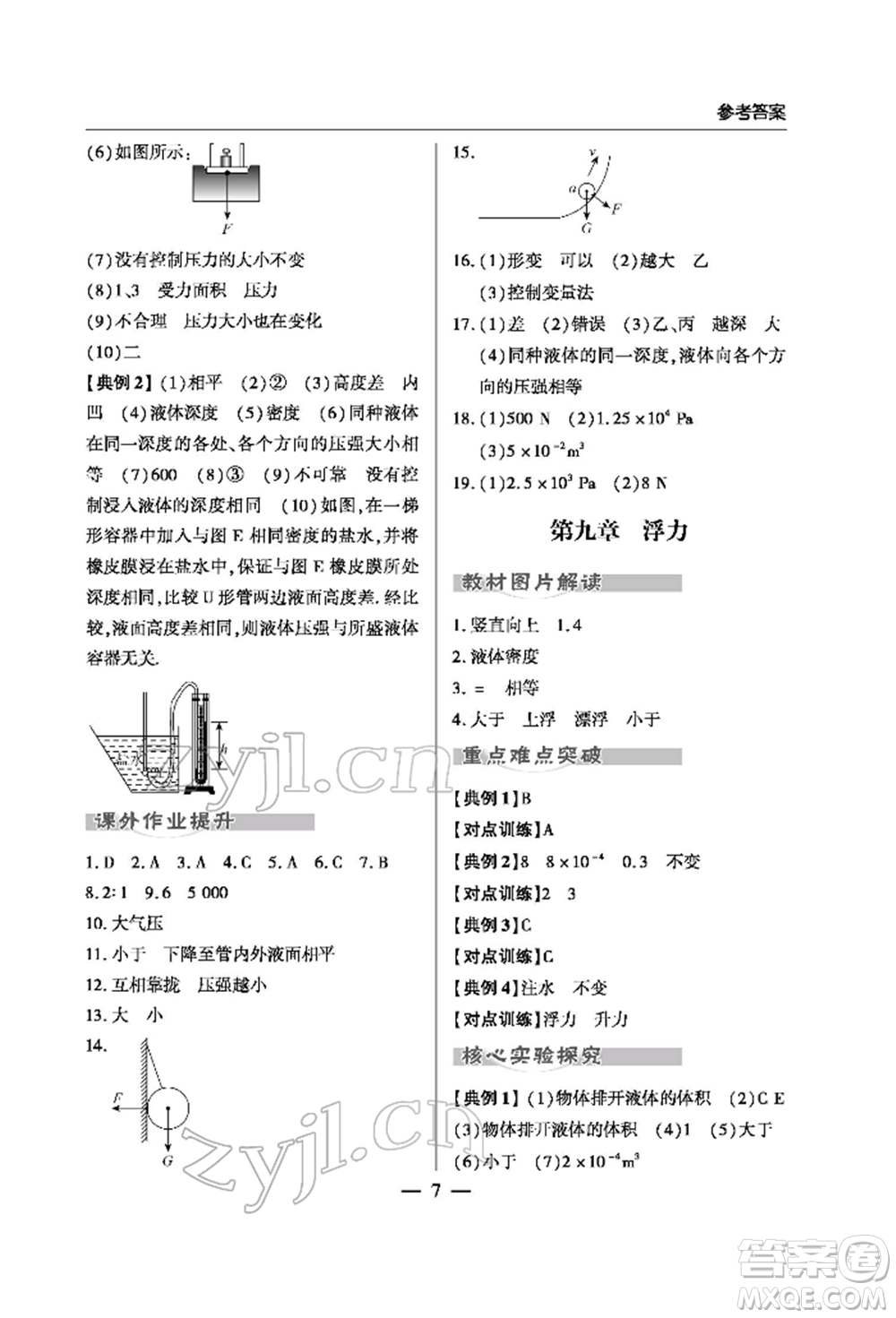 青島出版社2022新課堂同步學習與探究初中學業(yè)考試用書物理通用版金鄉(xiāng)專版參考答案