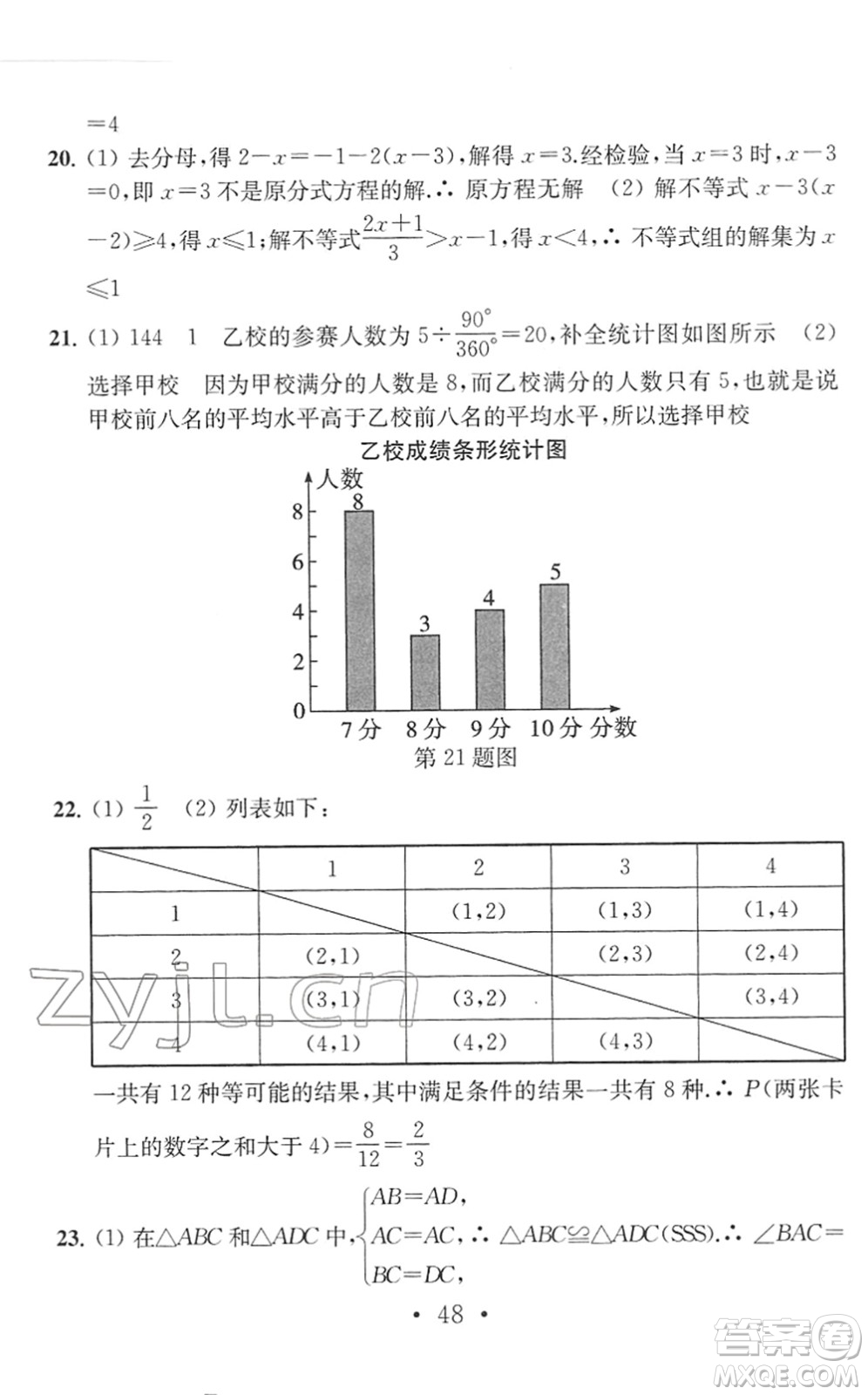 南京大學(xué)出版社2022中考數(shù)學(xué)模擬卷通用版答案