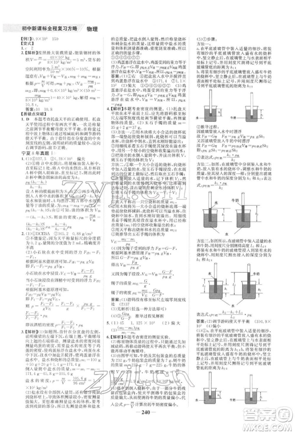 未來出版社2022世紀金榜初中全程復習方略物理通用版寧夏專版參考答案