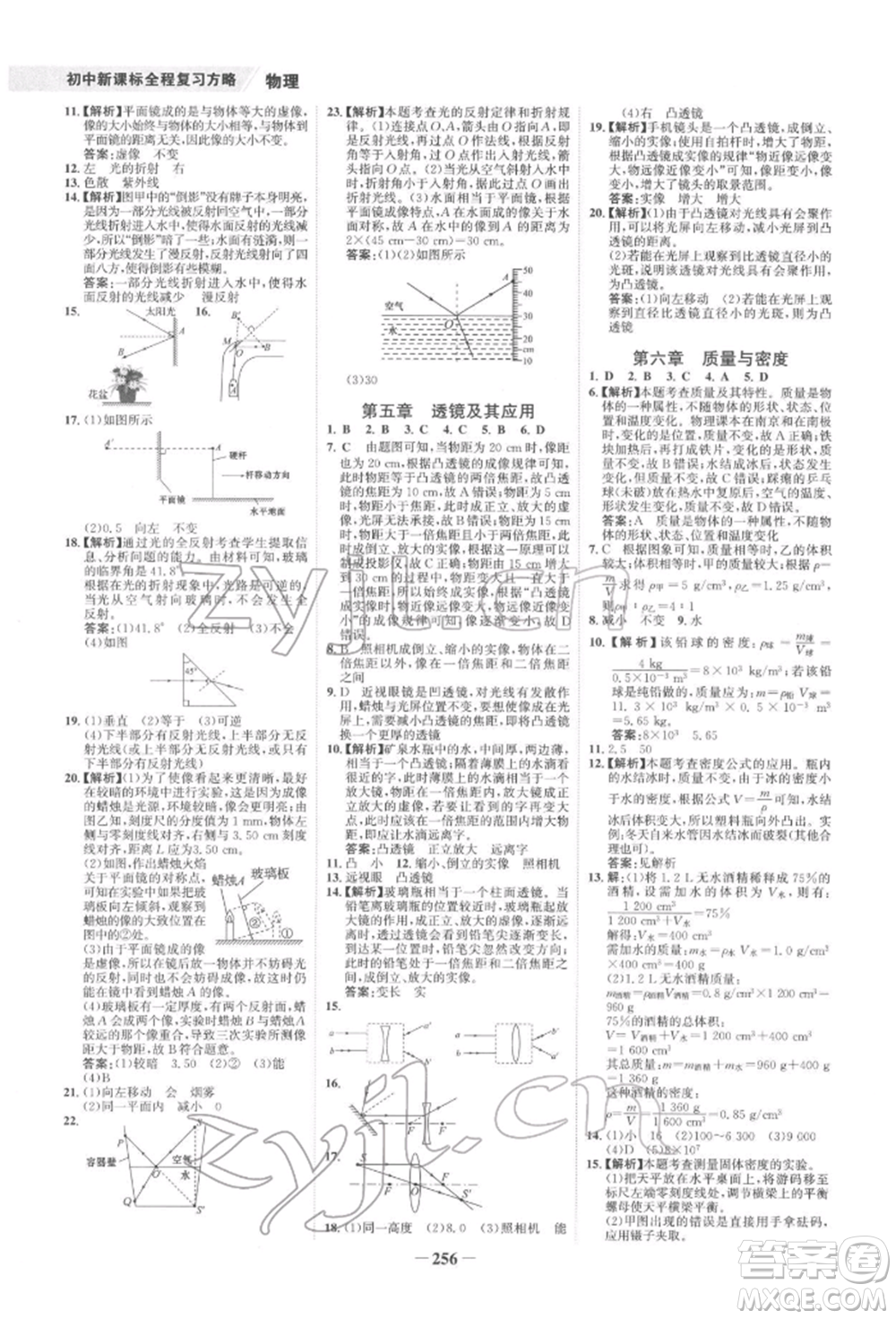 未來出版社2022世紀金榜初中全程復習方略物理通用版寧夏專版參考答案