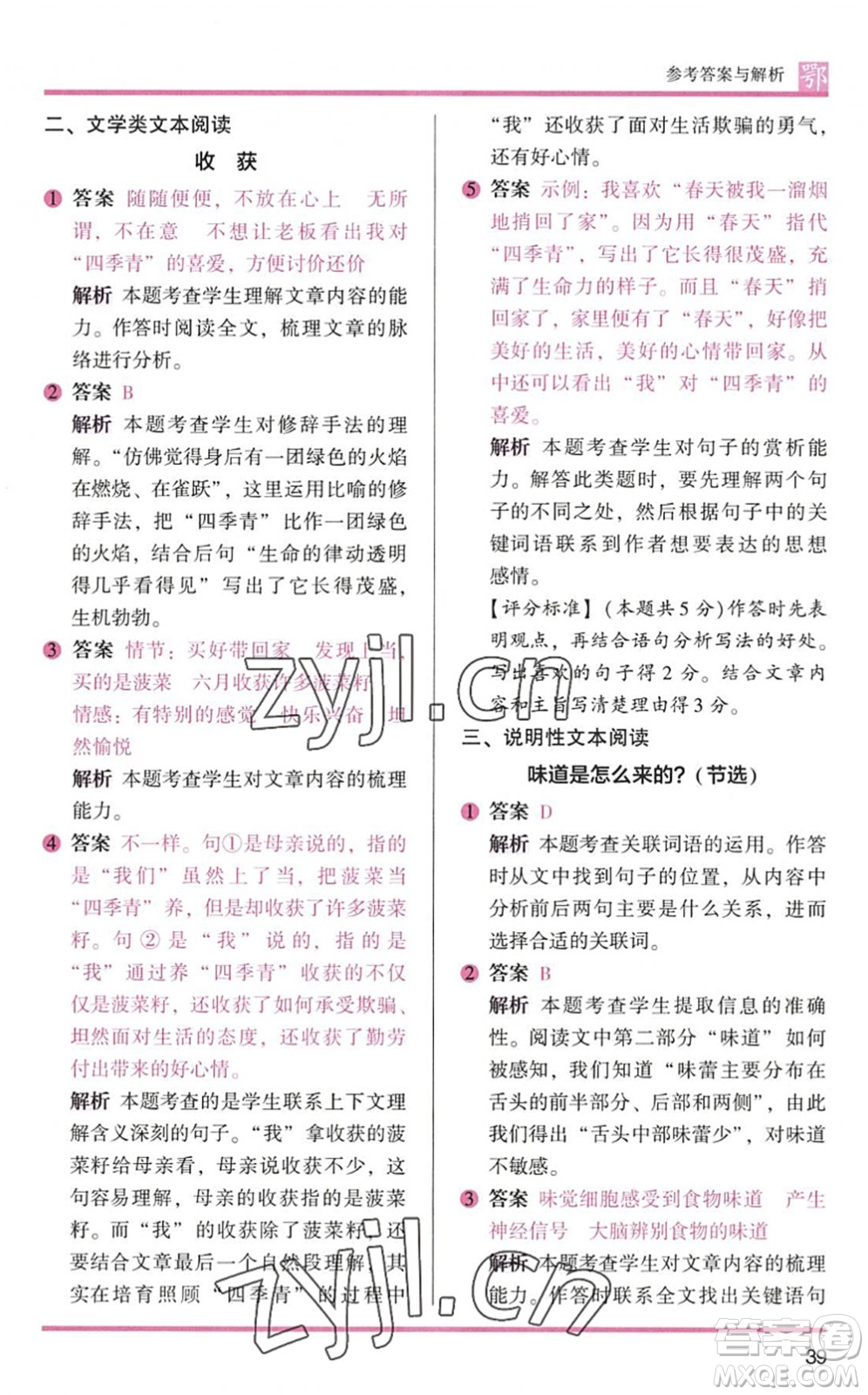 江蘇鳳凰文藝出版社2022木頭馬閱讀力測(cè)評(píng)四年級(jí)語(yǔ)文下冊(cè)B版武漢專版答案