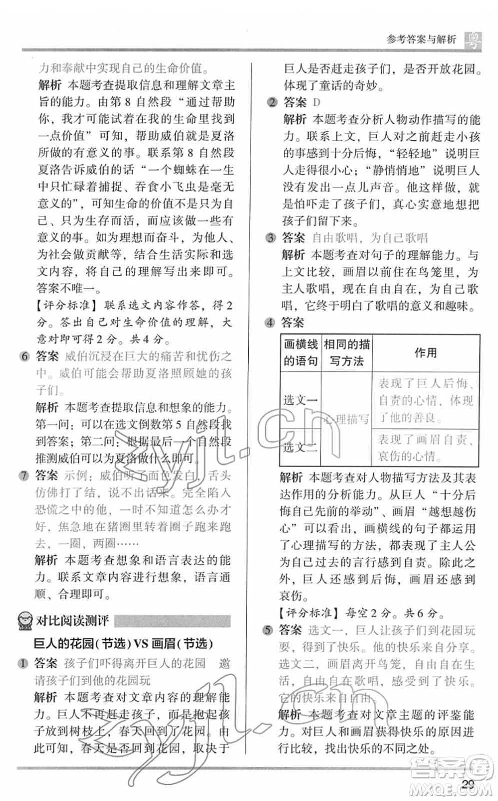 江蘇鳳凰文藝出版社2022木頭馬閱讀力測(cè)評(píng)四年級(jí)語(yǔ)文下冊(cè)B版廣東專版答案