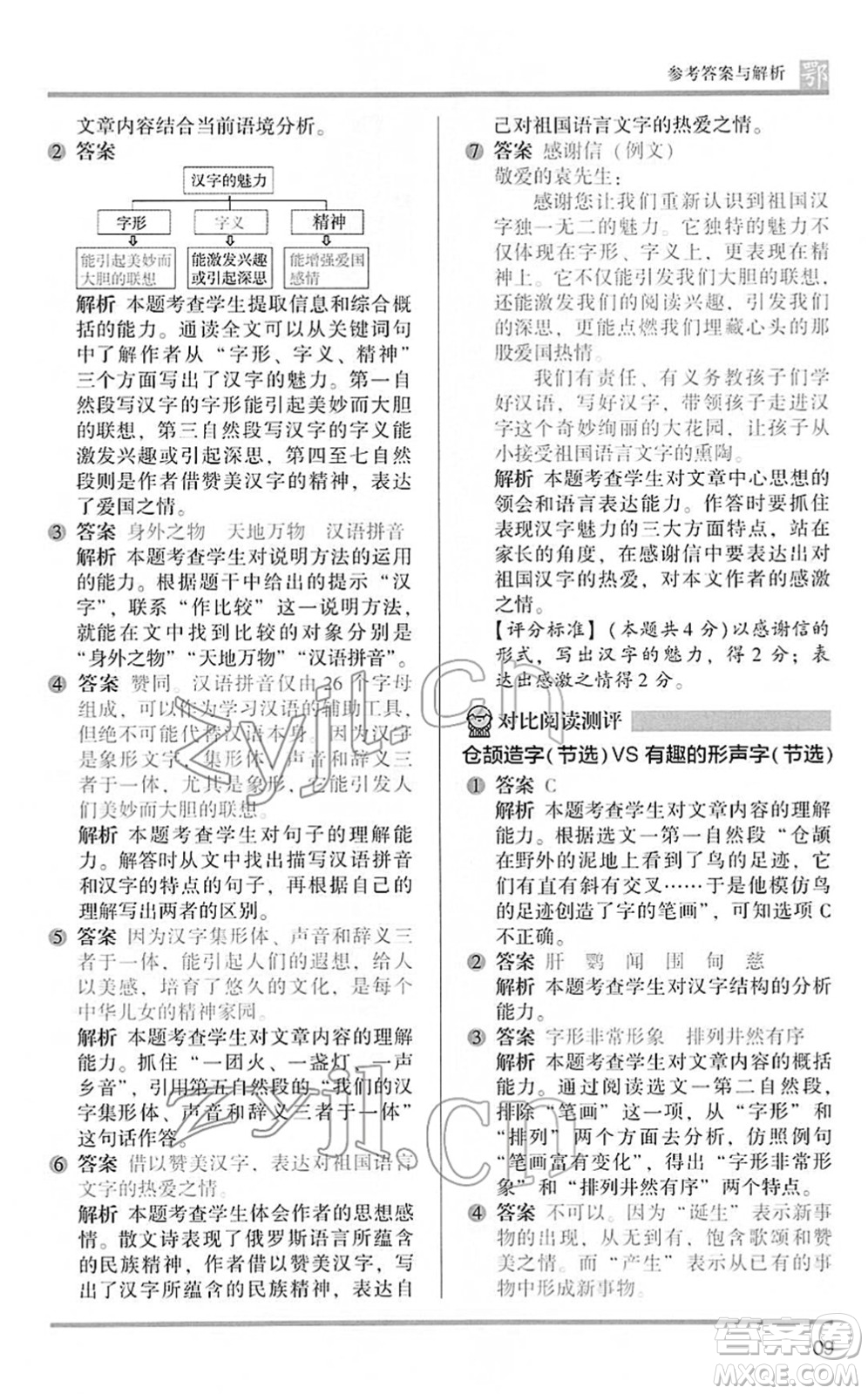 江蘇鳳凰文藝出版社2022木頭馬閱讀力測(cè)評(píng)五年級(jí)語(yǔ)文下冊(cè)B版武漢專版答案