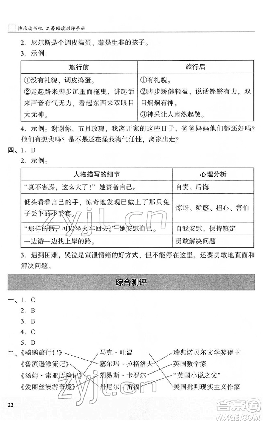 江蘇鳳凰文藝出版社2022木頭馬閱讀力測(cè)評(píng)六年級(jí)語(yǔ)文下冊(cè)B版武漢專版答案