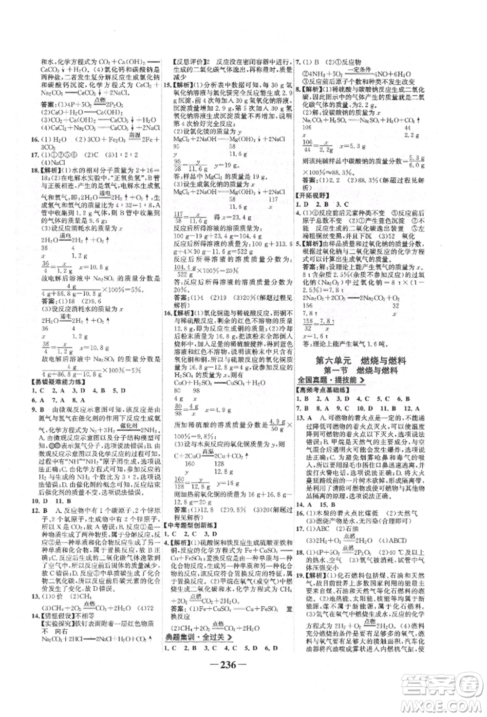 未來出版社2022世紀(jì)金榜初中全程復(fù)習(xí)方略化學(xué)魯教版參考答案