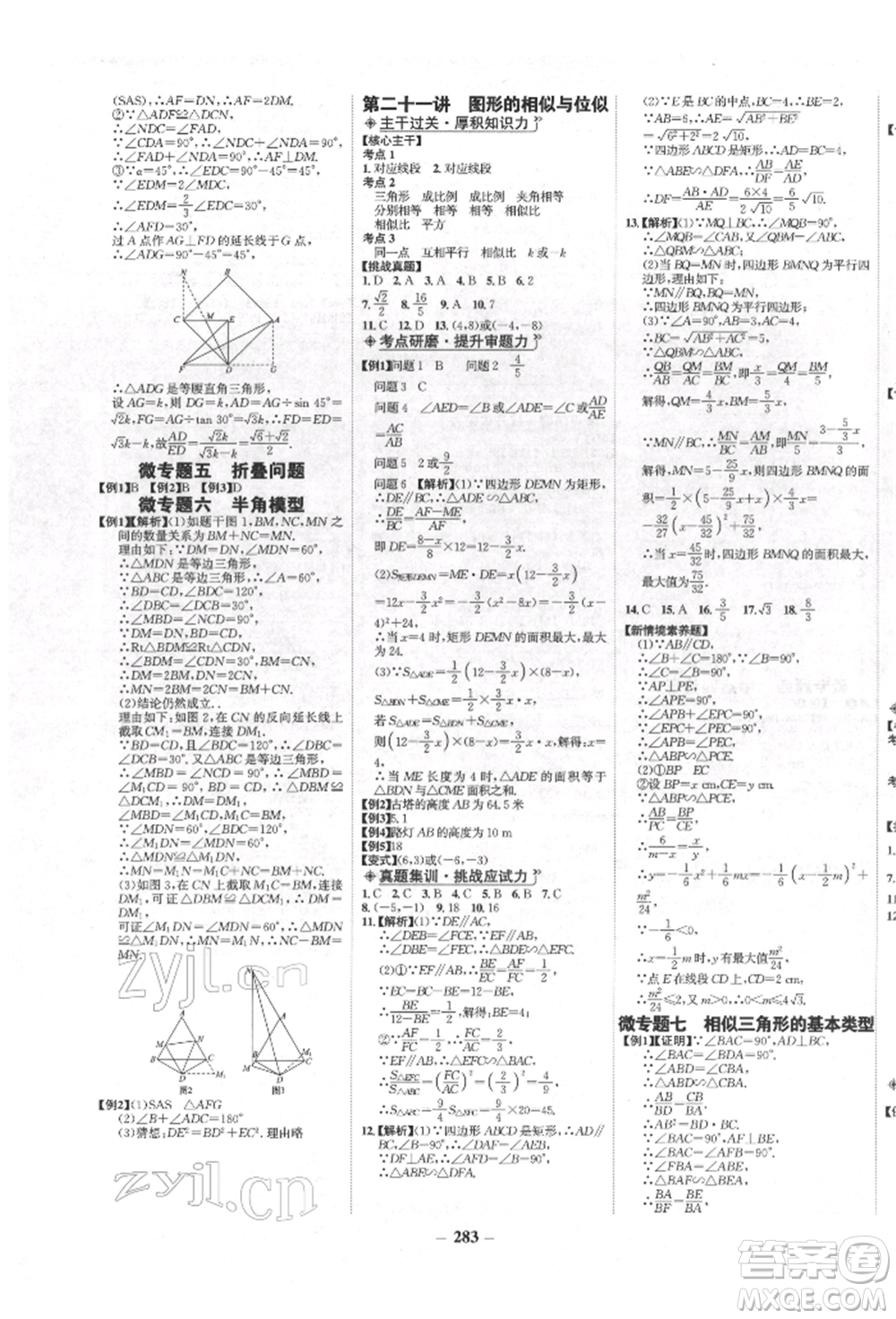 未來出版社2022世紀(jì)金榜初中全程復(fù)習(xí)方略數(shù)學(xué)人教版青海專版參考答案