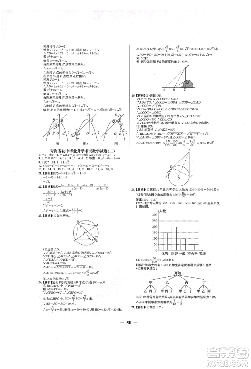 未來出版社2022世紀(jì)金榜初中全程復(fù)習(xí)方略數(shù)學(xué)人教版青海專版參考答案