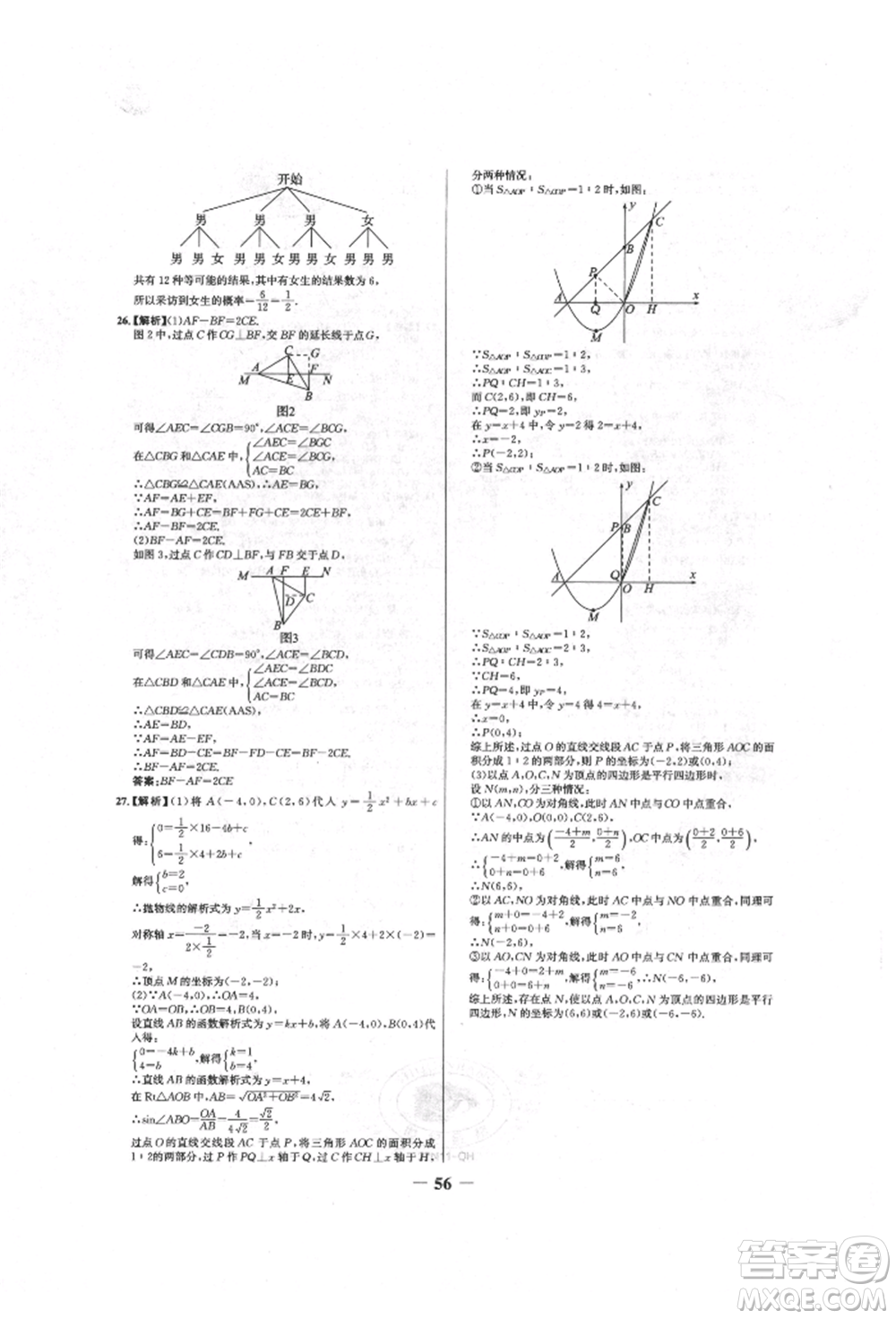 未來出版社2022世紀(jì)金榜初中全程復(fù)習(xí)方略數(shù)學(xué)人教版青海專版參考答案