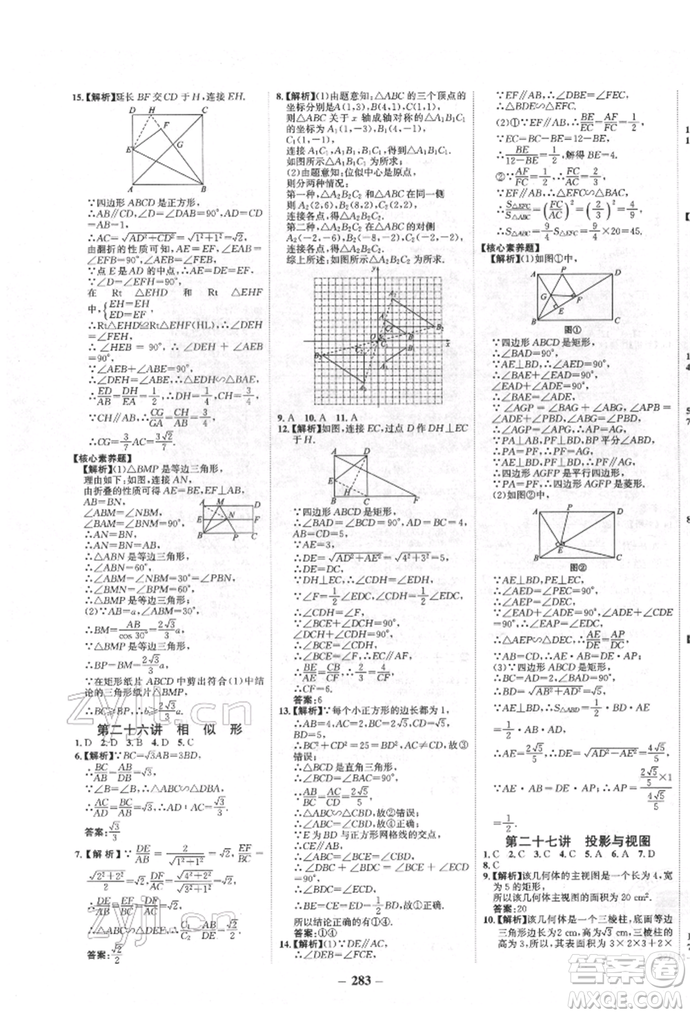 河北少年兒童出版社2022世紀(jì)金榜初中全程復(fù)習(xí)方略數(shù)學(xué)人教版新疆專(zhuān)版參考答案