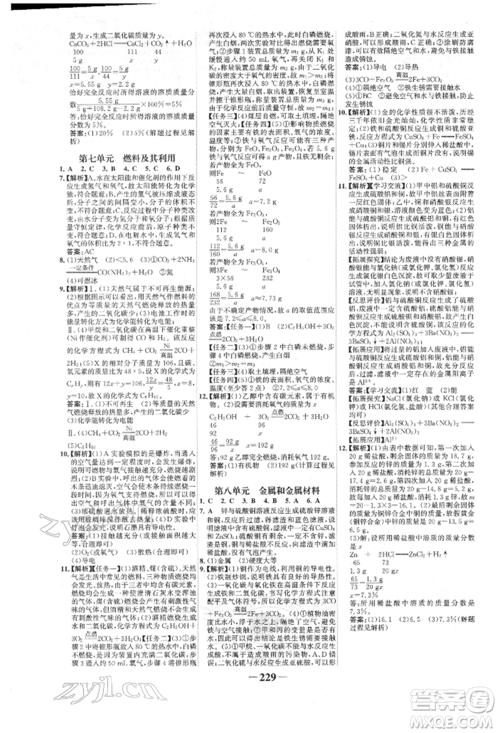 河北少年兒童出版社2022世紀金榜初中全程復習方略化學人教版新疆專版參考答案