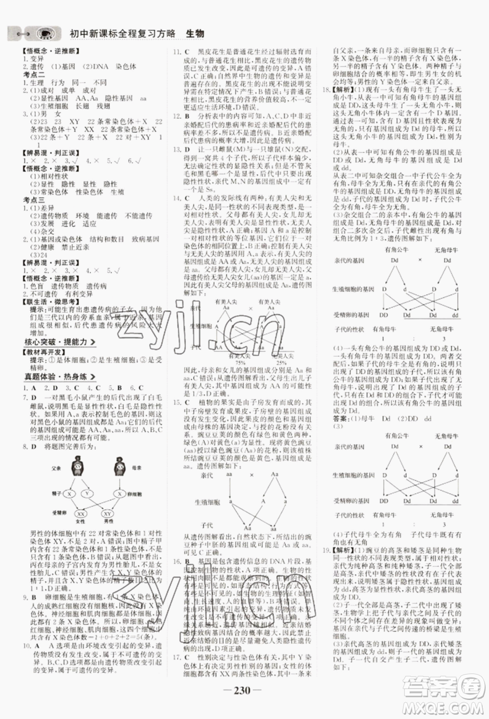 未來出版社2022世紀(jì)金榜初中全程復(fù)習(xí)方略生物濟(jì)南版參考答案