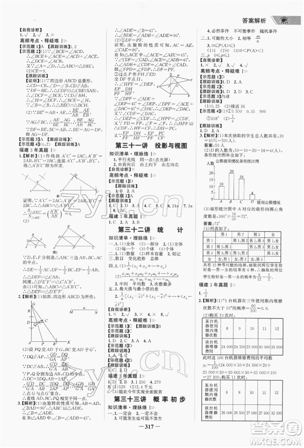 河北少年兒童出版社2022世紀金榜初中全程復(fù)習(xí)方略數(shù)學(xué)通用版福建專版參考答案