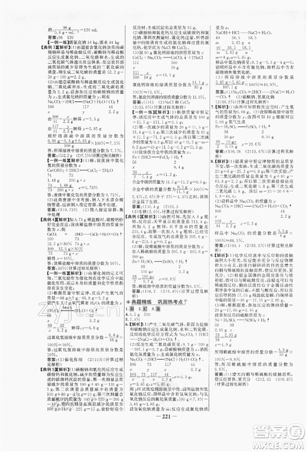 未來出版社2022世紀(jì)金榜初中全程復(fù)習(xí)方略化學(xué)人教版青海專版參考答案