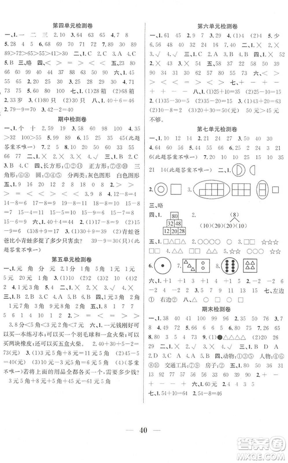 合肥工業(yè)大學(xué)出版社2022贏在課堂課時作業(yè)一年級數(shù)學(xué)下冊RJ人教版答案