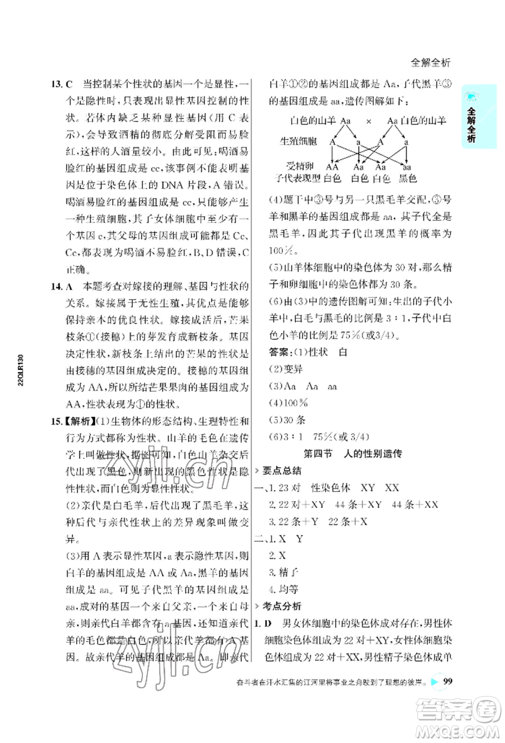 浙江科學(xué)技術(shù)出版社2022世紀(jì)金榜活學(xué)巧練八年級(jí)下冊生物人教版參考答案