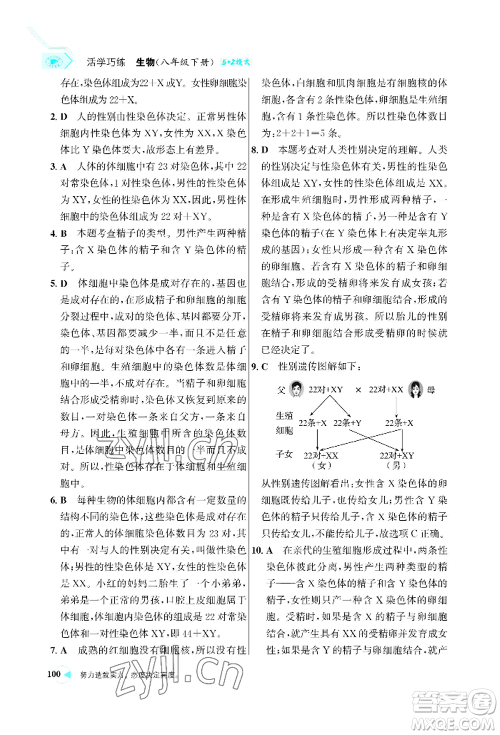 浙江科學(xué)技術(shù)出版社2022世紀(jì)金榜活學(xué)巧練八年級(jí)下冊生物人教版參考答案