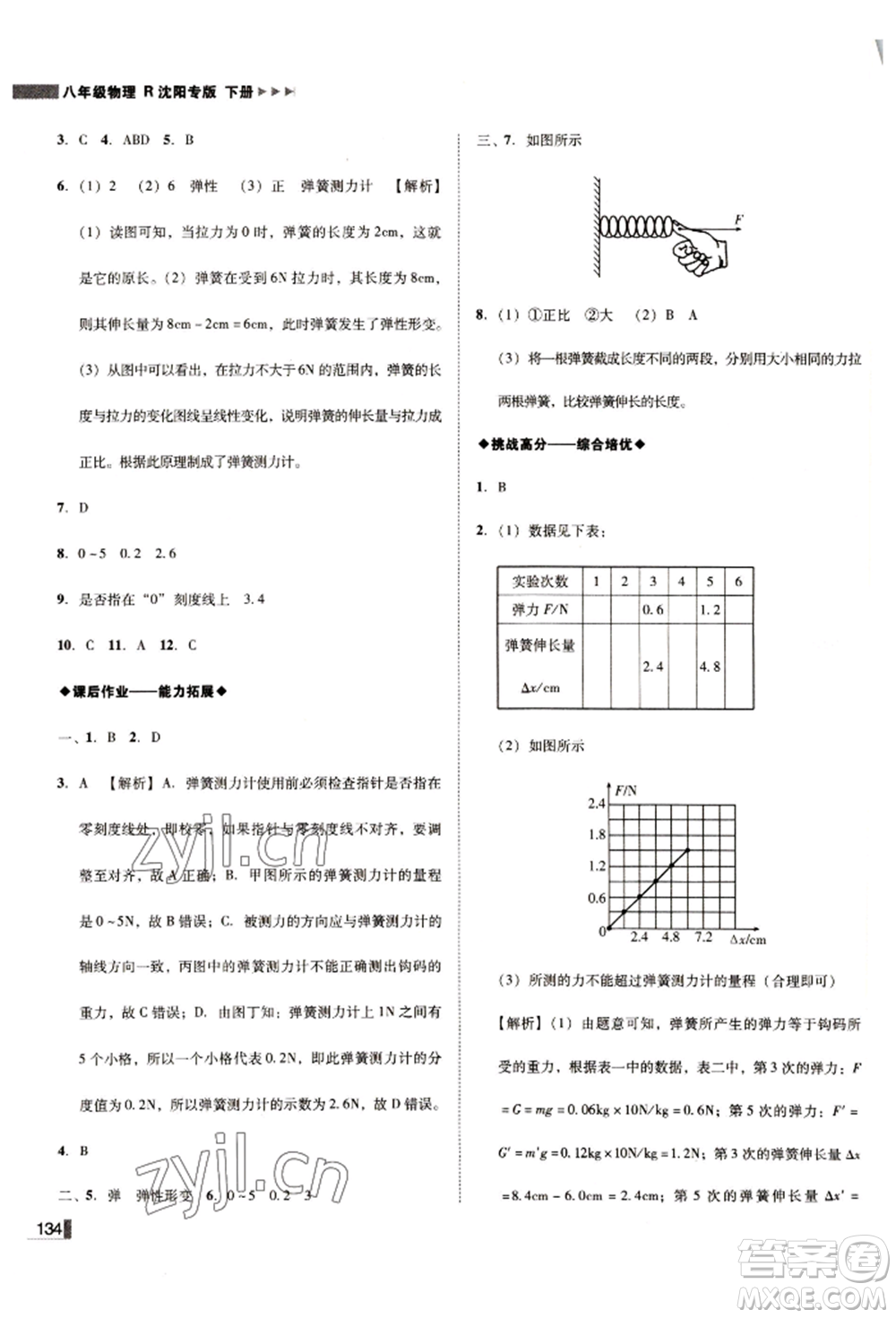 北方婦女兒童出版社2022勝券在握遼寧作業(yè)分層培優(yōu)學(xué)案八年級下冊物理人教版沈陽專版參考答案