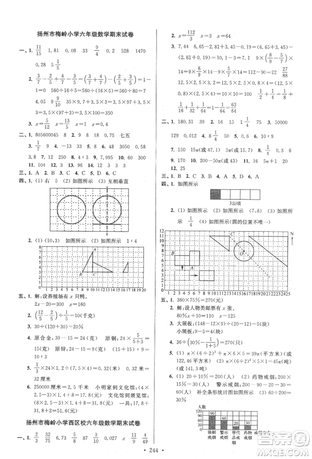 江蘇鳳凰美術(shù)出版社2022自主創(chuàng)新作業(yè)小學(xué)畢業(yè)總復(fù)習(xí)一本通數(shù)學(xué)通用版揚州專版參考答案