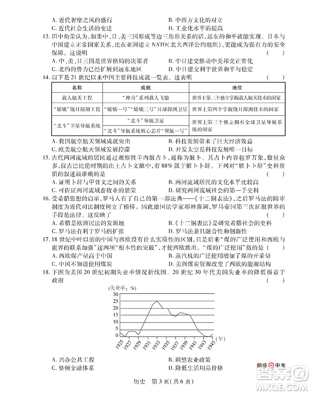 2022年決勝中考內(nèi)部猜押卷歷史試題及答案