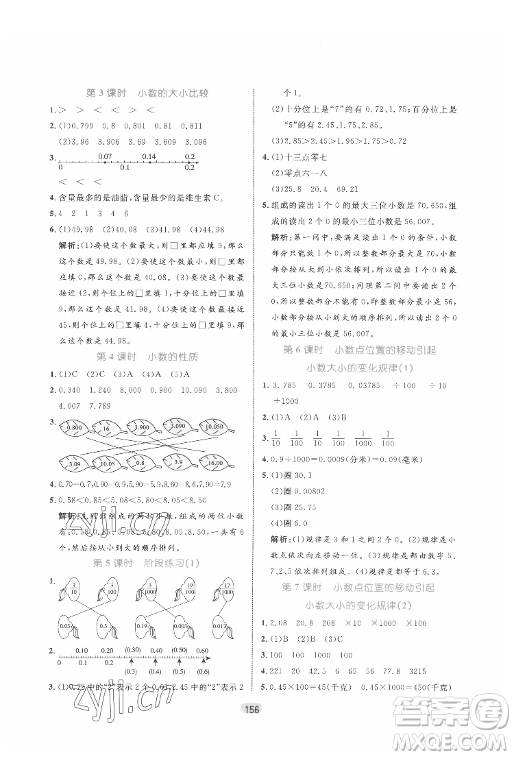 沈陽出版社2022黃岡名師天天練數(shù)學四年級下冊青島版答案