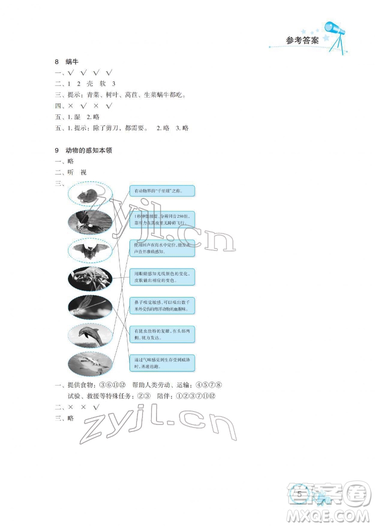 湖北教育出版社2022長(zhǎng)江作業(yè)本課堂作業(yè)科學(xué)二年級(jí)下冊(cè)鄂教版答案