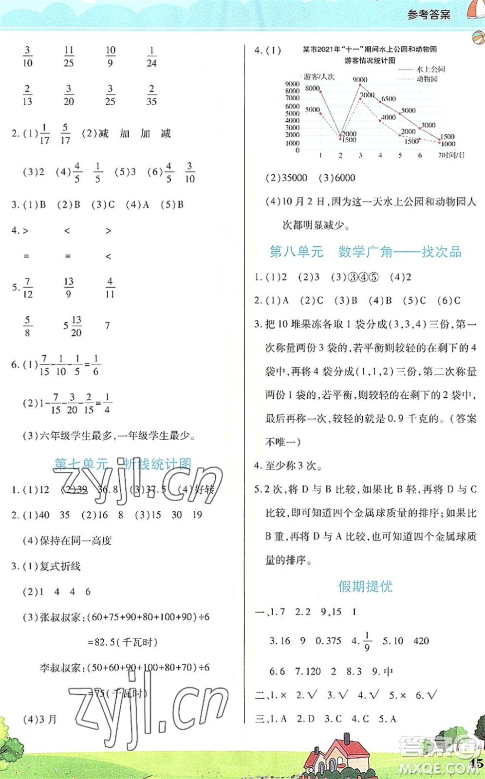 中原農(nóng)民出版社2022豫新銳暑假作業(yè)五年級數(shù)學(xué)人教版答案