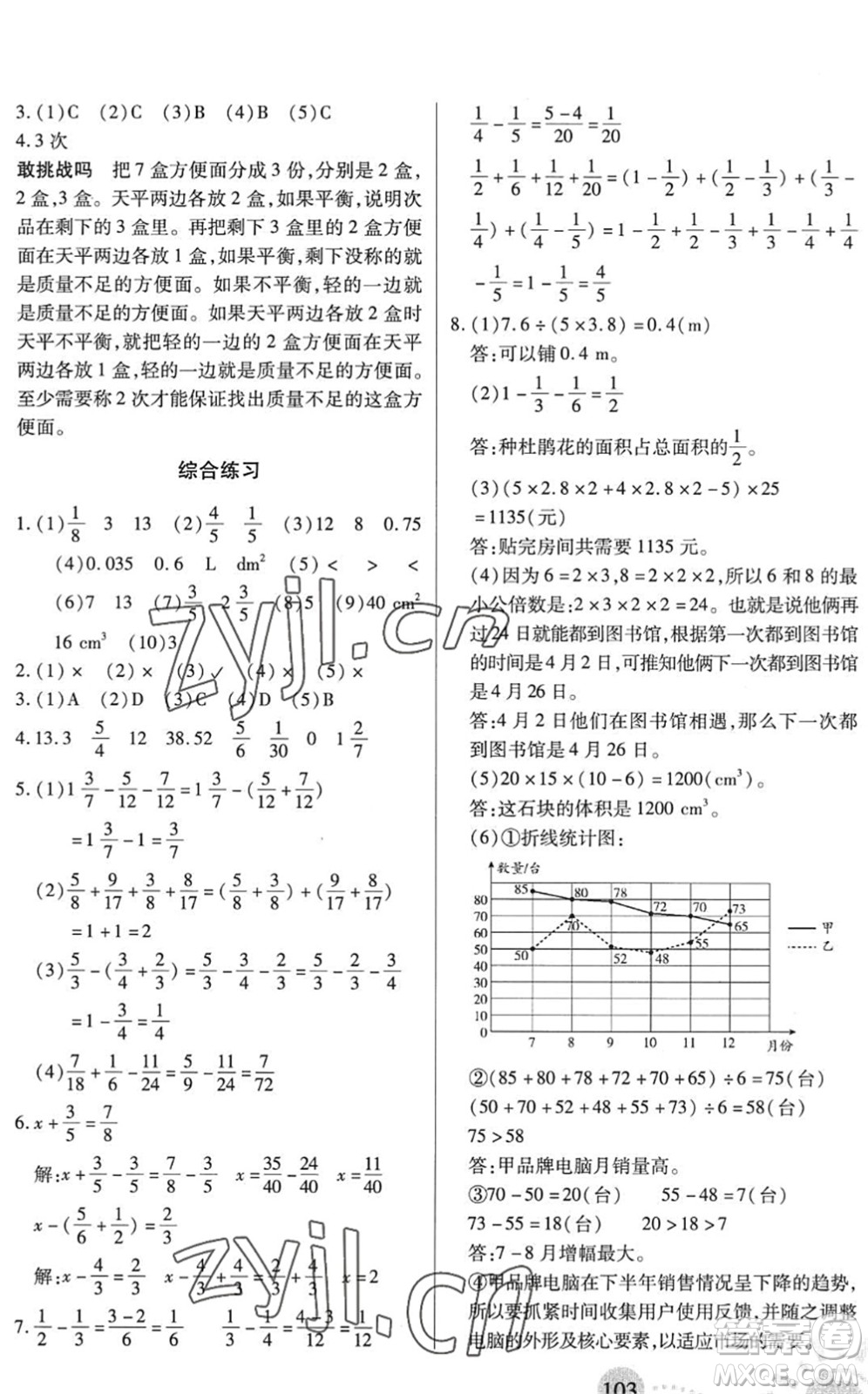 二十一世紀(jì)出版社2022小學(xué)暑假作業(yè)五年級合訂本人教版答案