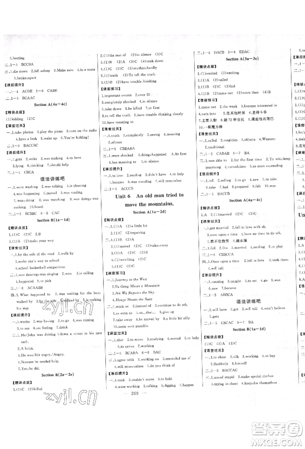 吉林人民出版社2022初中新課標(biāo)名師學(xué)案智慧大課堂八年級下冊英語人教版參考答案