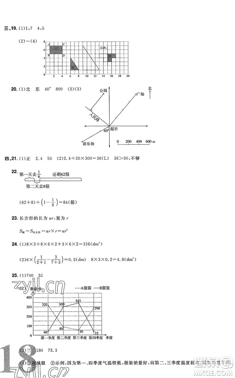 江西教育出版社2022陽光同學(xué)小學(xué)畢業(yè)升學(xué)系統(tǒng)總復(fù)習(xí)六年級數(shù)學(xué)下冊人教版答案