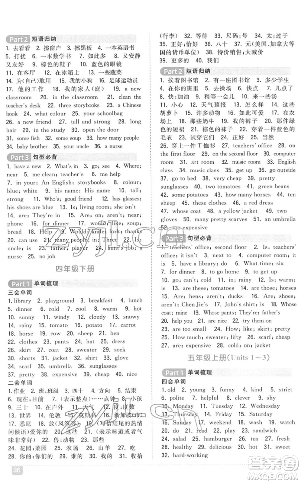 江西教育出版社2022陽光同學(xué)浙江省小學(xué)畢業(yè)升學(xué)系統(tǒng)總復(fù)習(xí)六年級英語下冊人教版答案