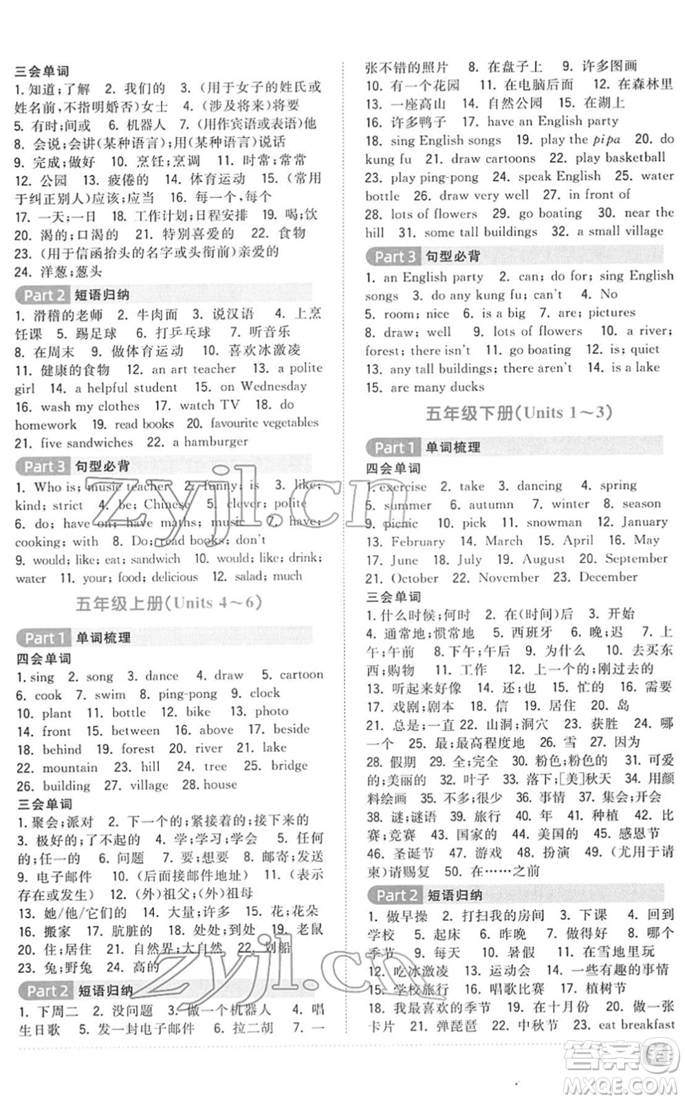 江西教育出版社2022陽光同學(xué)浙江省小學(xué)畢業(yè)升學(xué)系統(tǒng)總復(fù)習(xí)六年級英語下冊人教版答案