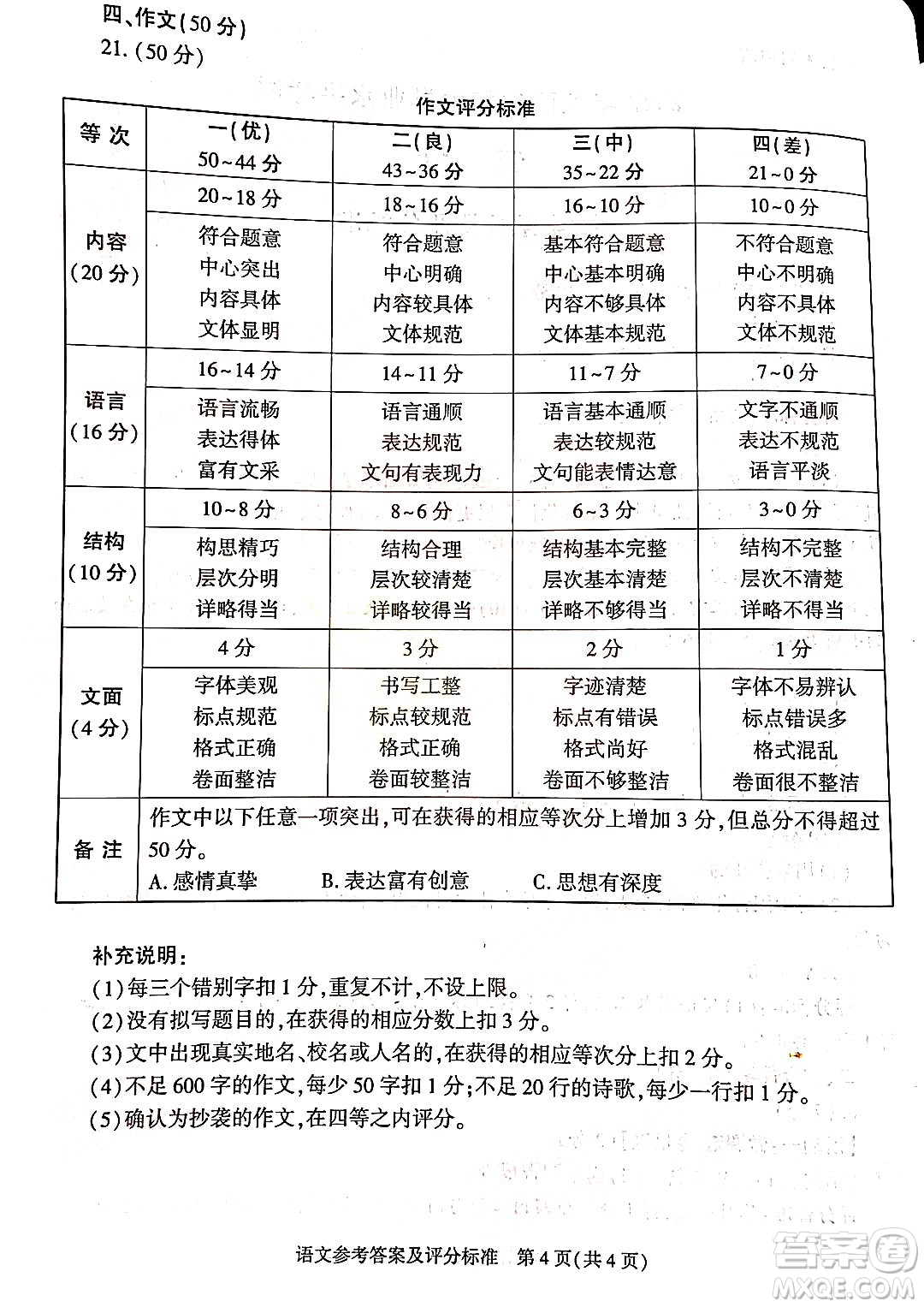 2022年陜西省初中學業(yè)水平考試語文試題及答案