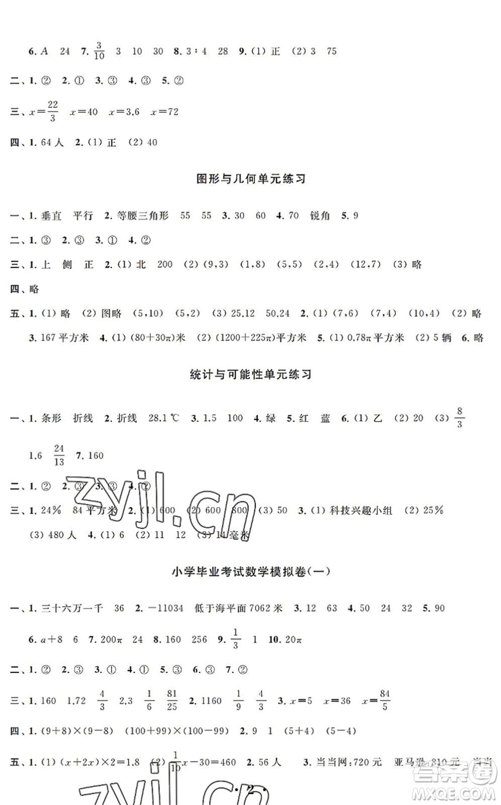 江蘇鳳凰科學(xué)技術(shù)出版社2022新思維沖刺小升初達(dá)標(biāo)總復(fù)習(xí)六年級(jí)數(shù)學(xué)提升版答案