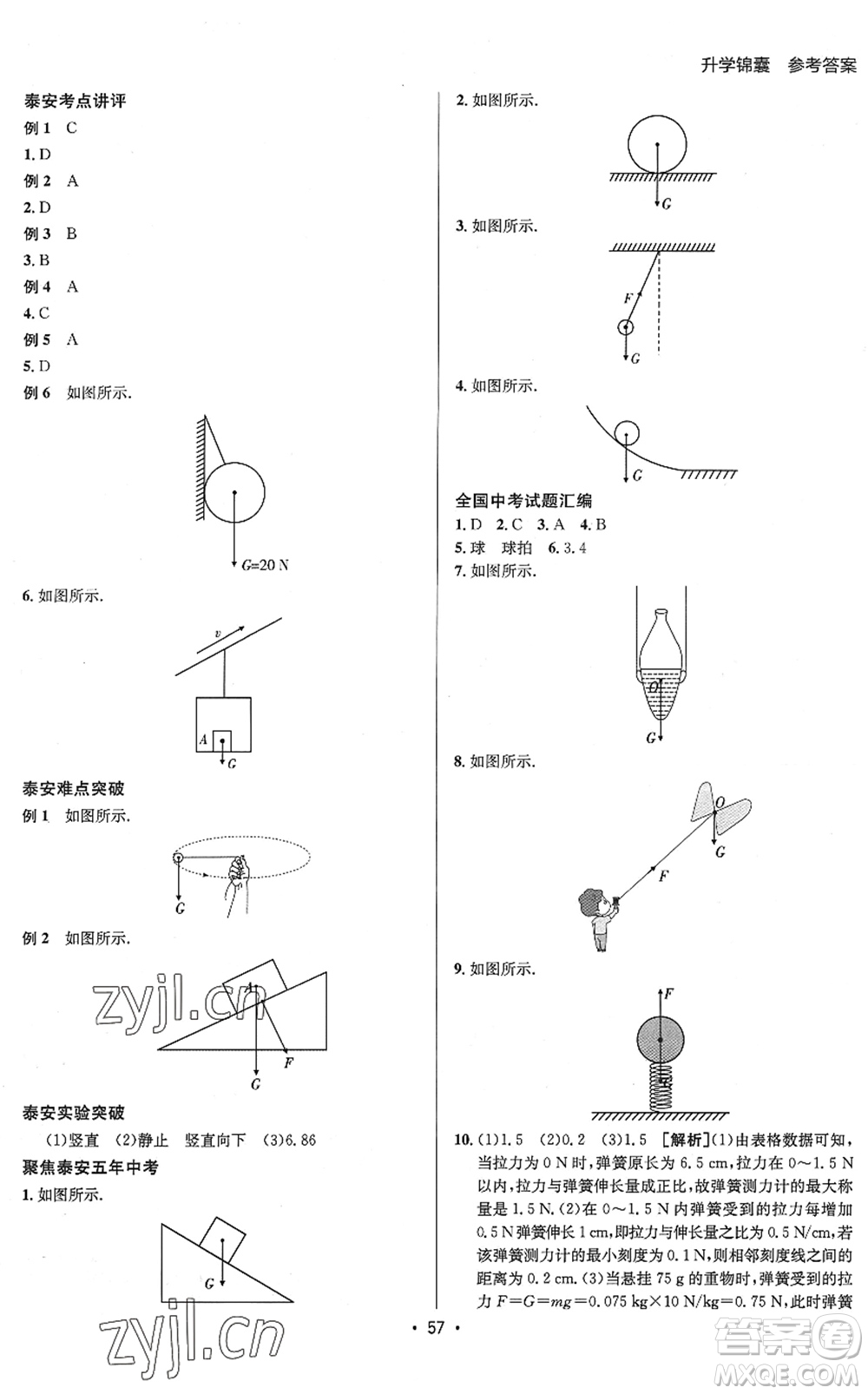 新疆青少年出版社2022升學錦囊九年級物理泰安專版答案