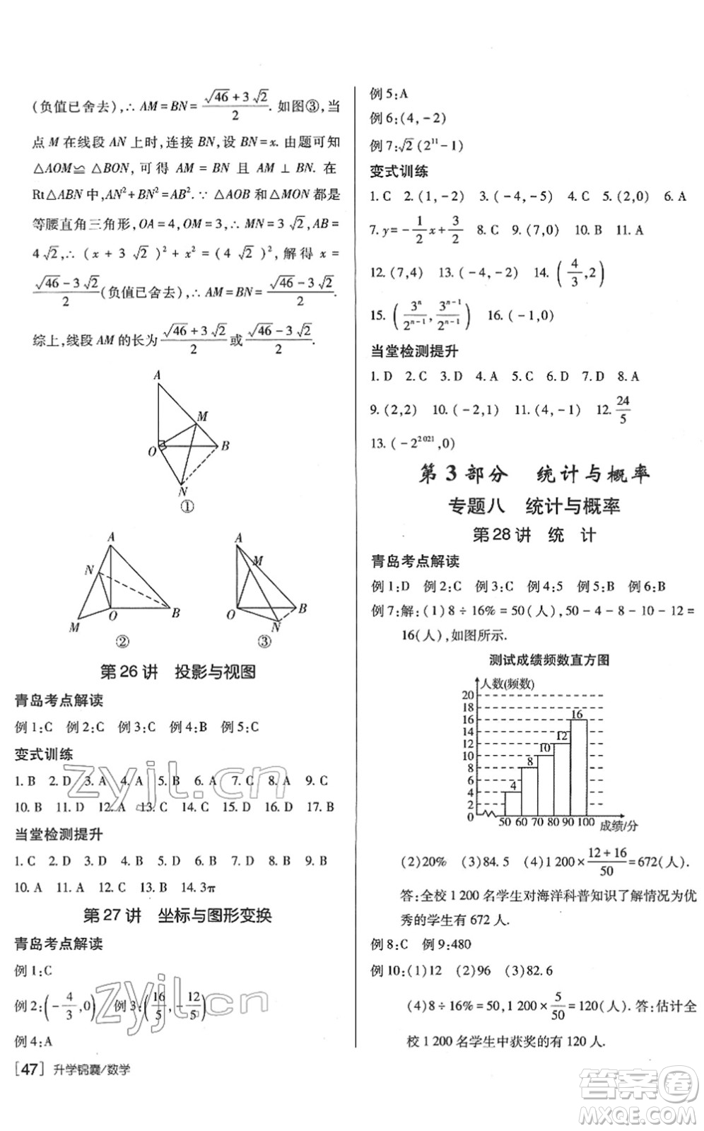 新疆青少年出版社2022升學(xué)錦囊九年級數(shù)學(xué)青島專版答案