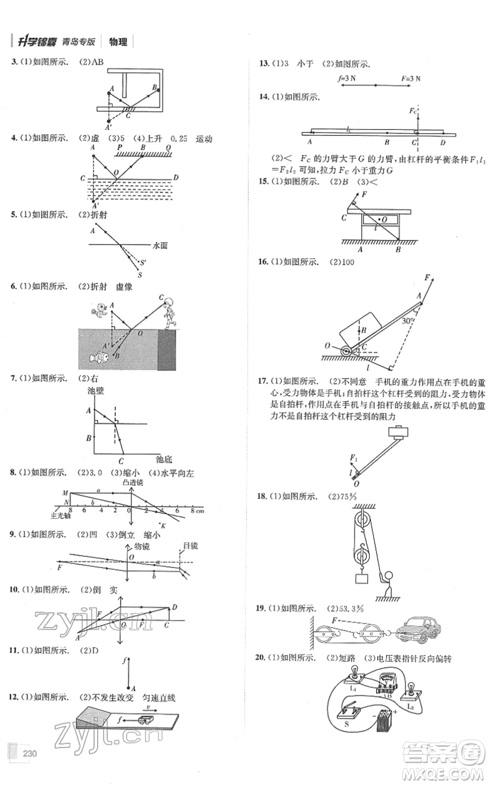 新疆青少年出版社2022升學錦囊九年級物理青島專版答案