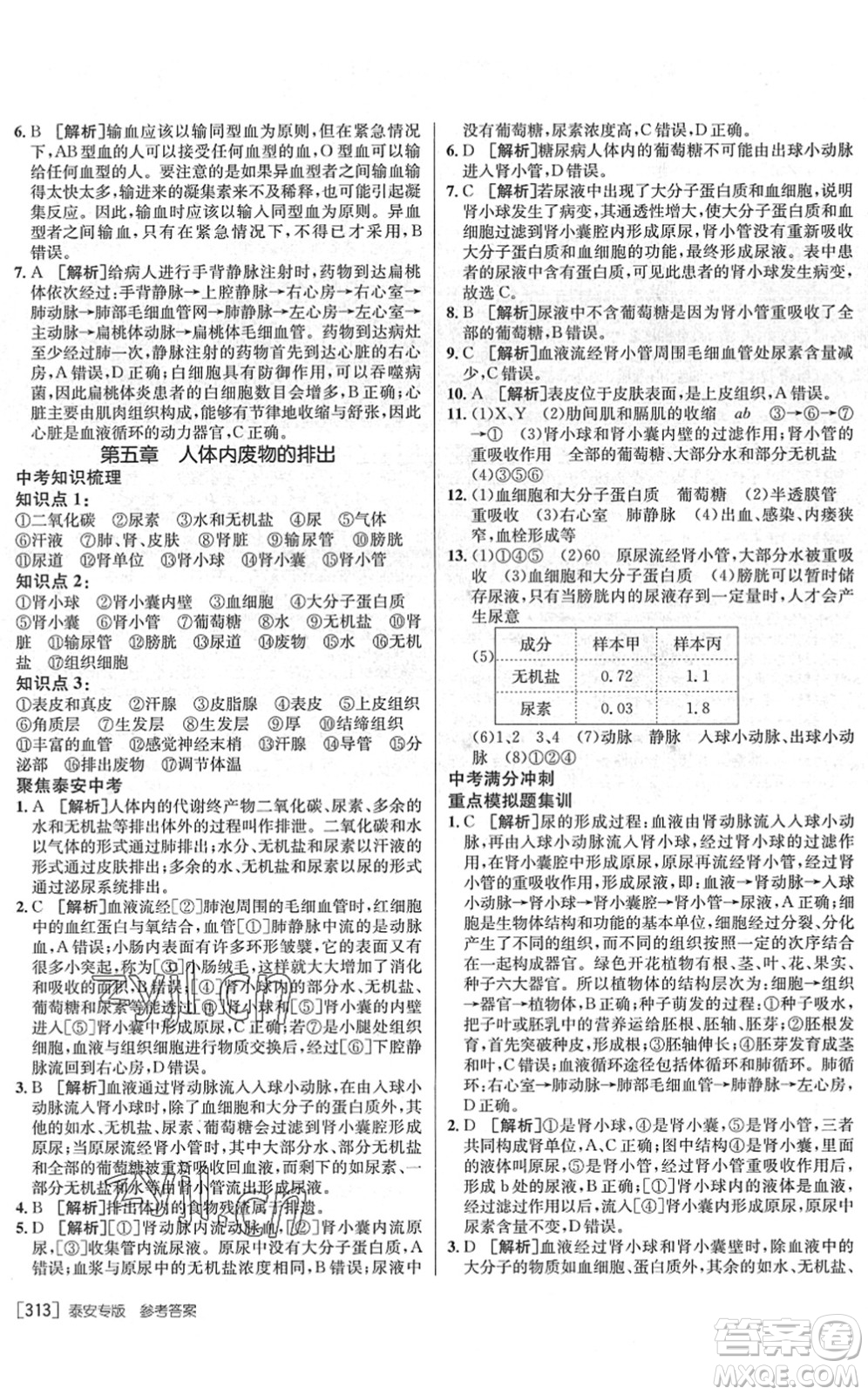 新疆青少年出版社2022升學(xué)錦囊九年級生物泰安專版答案