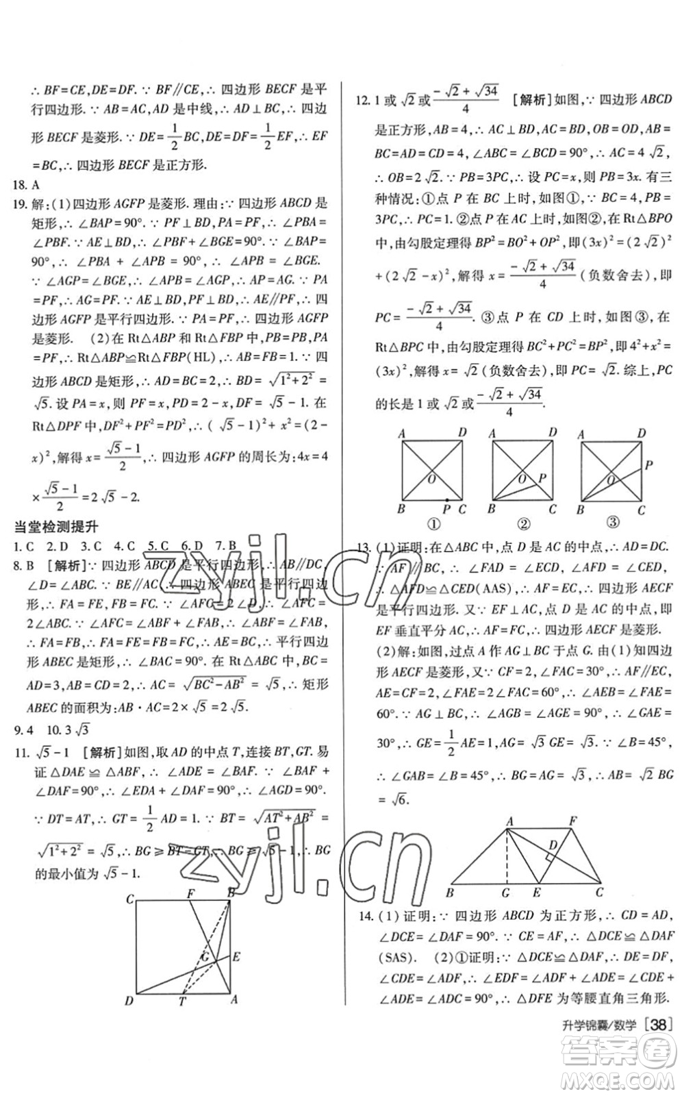 新疆青少年出版社2022升學(xué)錦囊九年級數(shù)學(xué)泰安專版答案