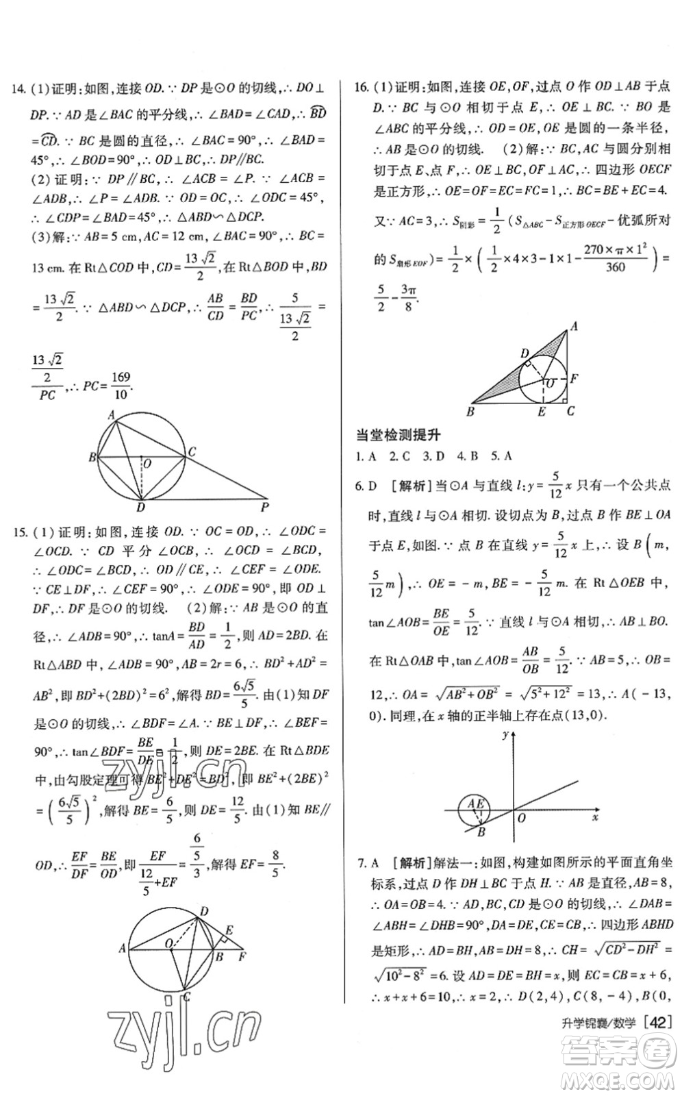 新疆青少年出版社2022升學(xué)錦囊九年級數(shù)學(xué)泰安專版答案