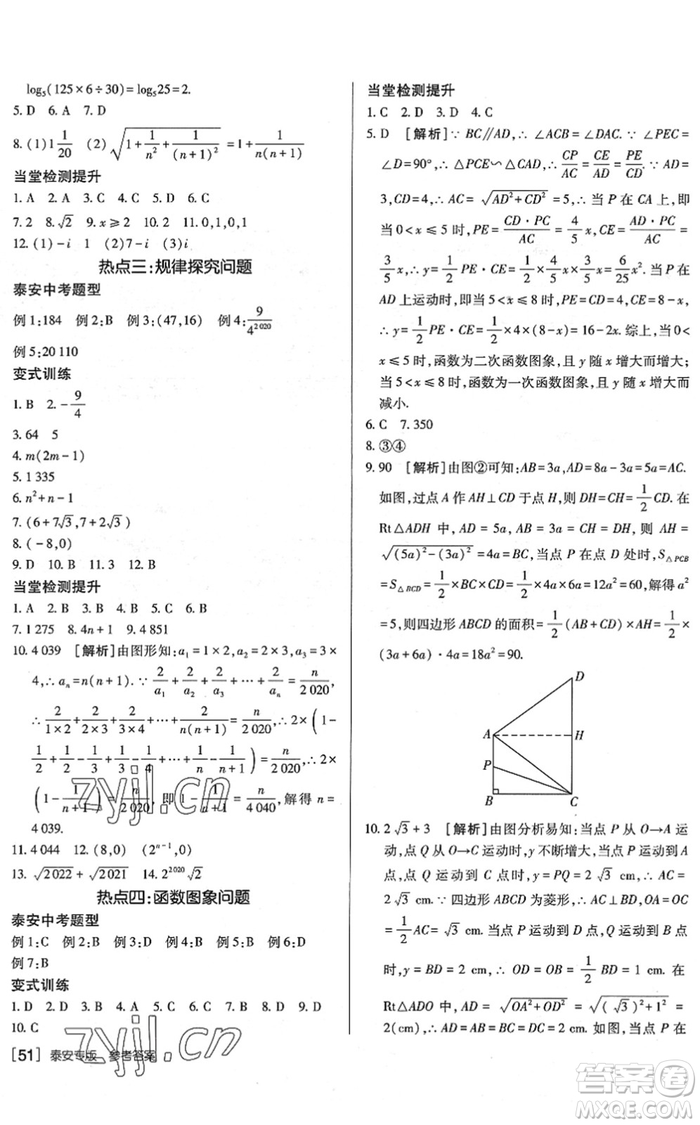 新疆青少年出版社2022升學(xué)錦囊九年級數(shù)學(xué)泰安專版答案