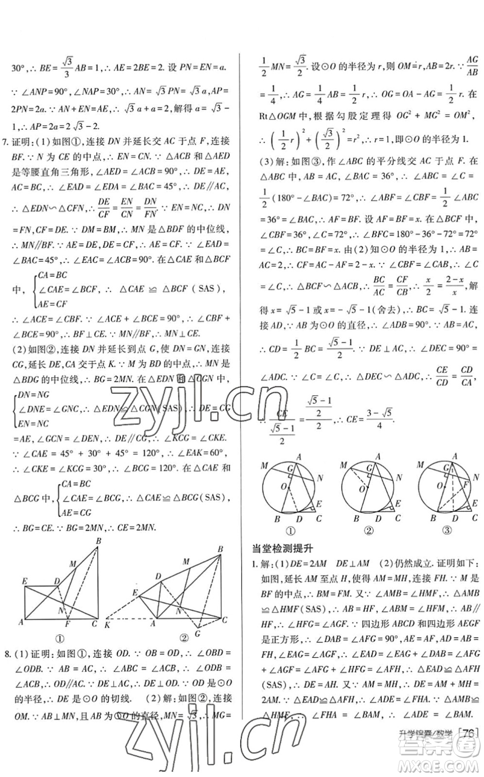 新疆青少年出版社2022升學(xué)錦囊九年級數(shù)學(xué)泰安專版答案