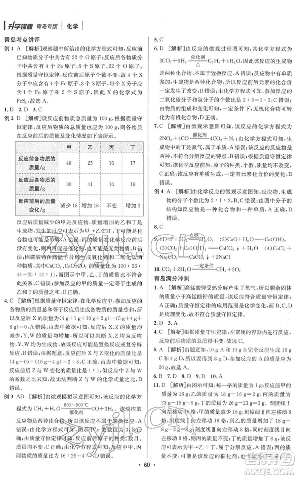 新疆青少年出版社2022升學(xué)錦囊九年級(jí)化學(xué)青島專版答案