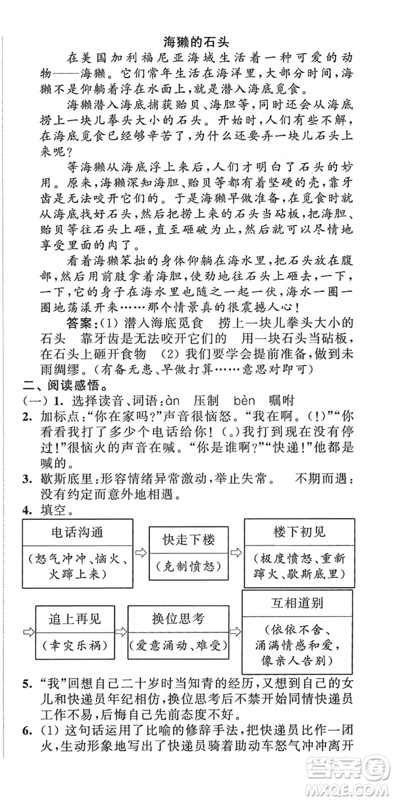 江蘇人民出版社2022小學(xué)升初中教材學(xué)法指導(dǎo)六年級語文人教版答案