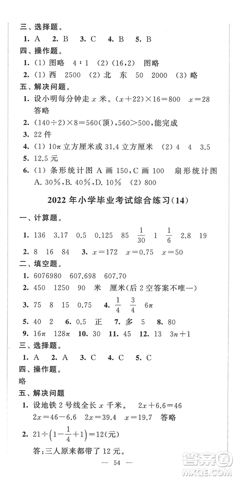 江蘇人民出版社2022小學升初中教材學法指導六年級數(shù)學蘇教版答案