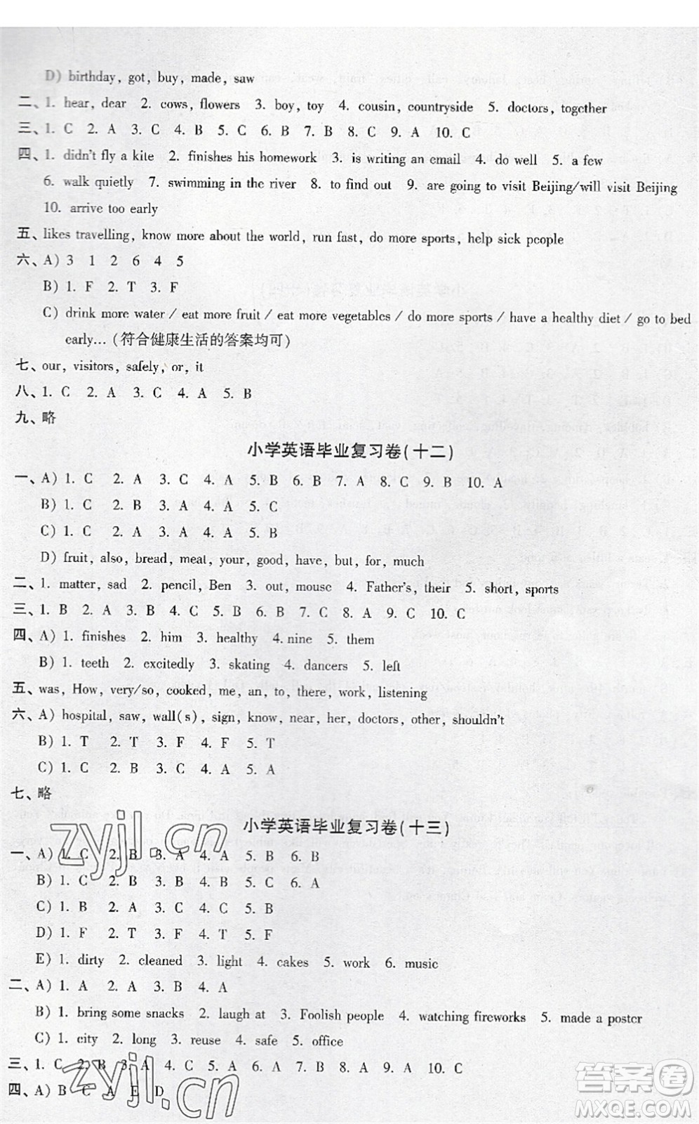 江蘇人民出版社2022小學(xué)升初中教材學(xué)法指導(dǎo)六年級(jí)英語(yǔ)譯林版答案