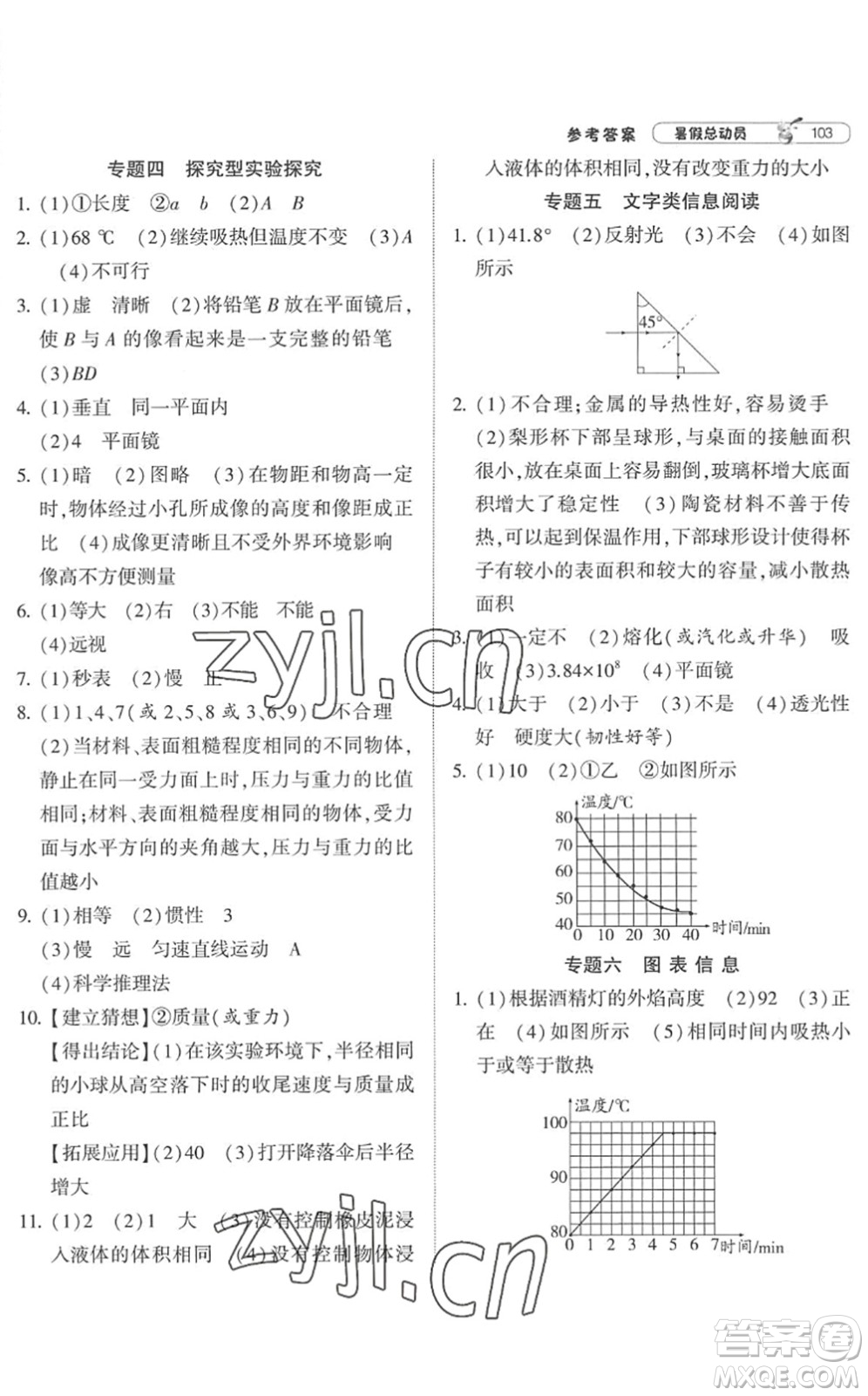 寧夏人民教育出版社2022經(jīng)綸學典暑假總動員八年級物理江蘇國標版答案