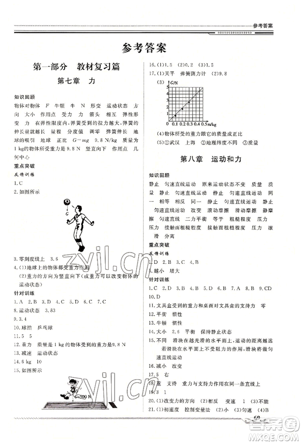 北京工業(yè)大學出版社2022文軒假期生活指導暑假八年級物理通用版參考答案