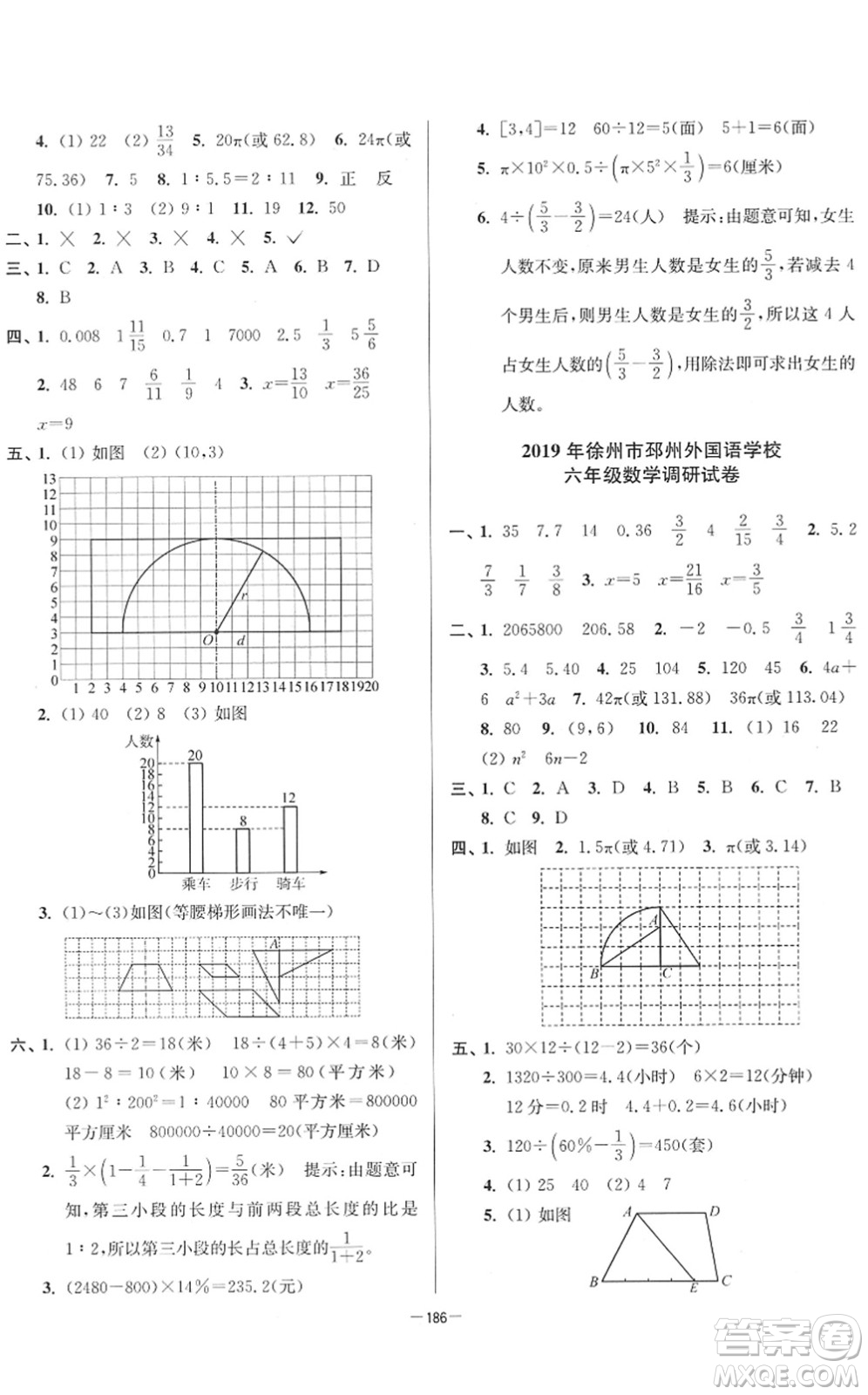 江蘇鳳凰美術(shù)出版社2022江蘇13大市名牌小學(xué)畢業(yè)升學(xué)真卷精編六年級數(shù)學(xué)江蘇專版答案