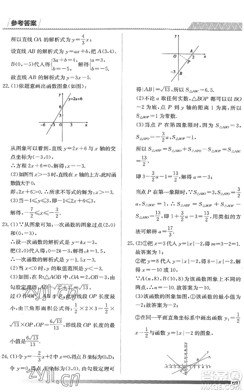 黑龍江教育出版社2022假期自主學習快樂暑假篇八年級數(shù)學人教版答案