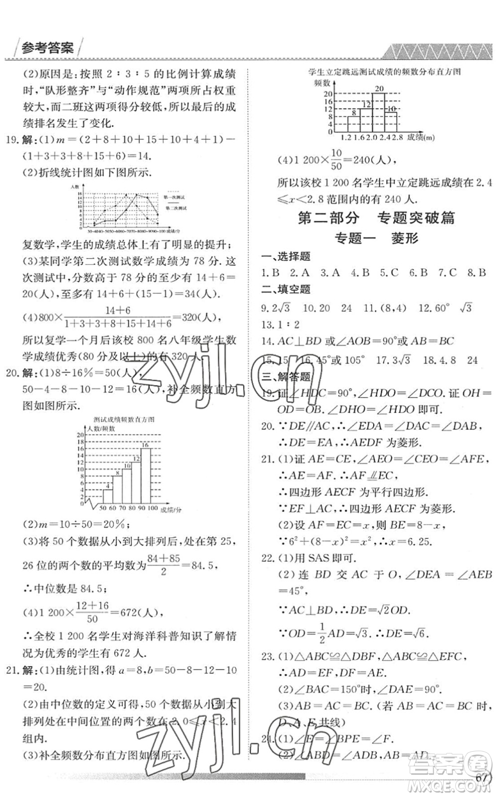 黑龍江教育出版社2022假期自主學習快樂暑假篇八年級數(shù)學人教版答案